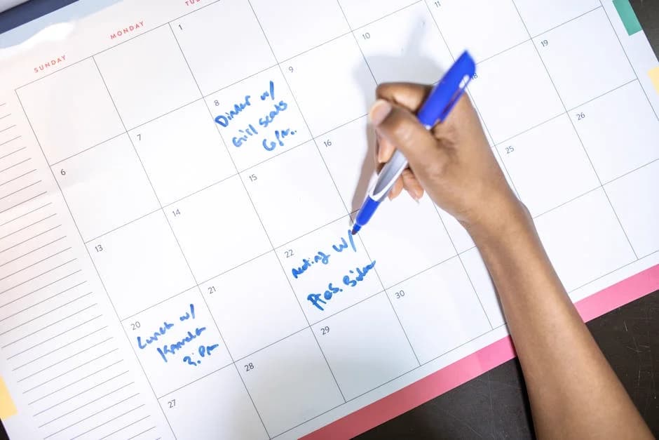 Calendar booking screen where a lead schedules an appointment.